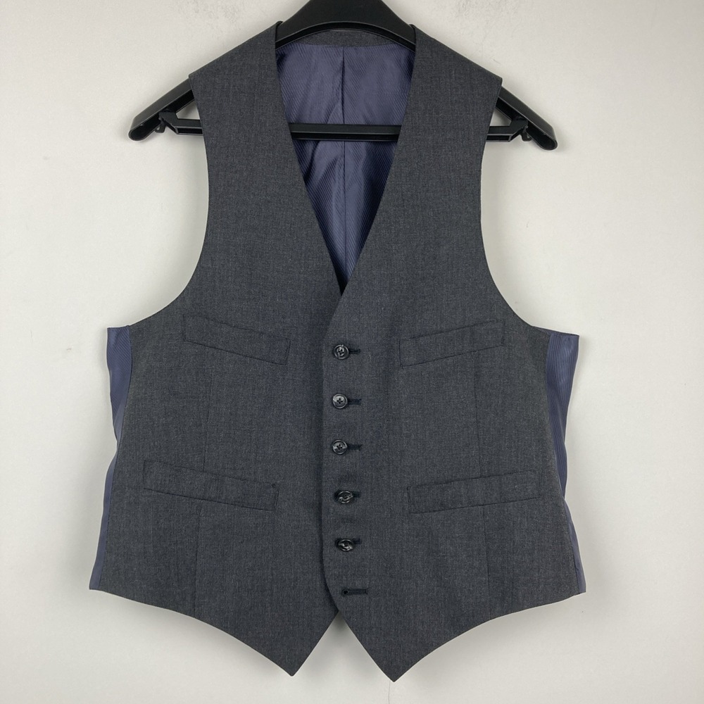 Men's Dress Vest Black Button Up Medium Prom Wedding‎ Unbranded